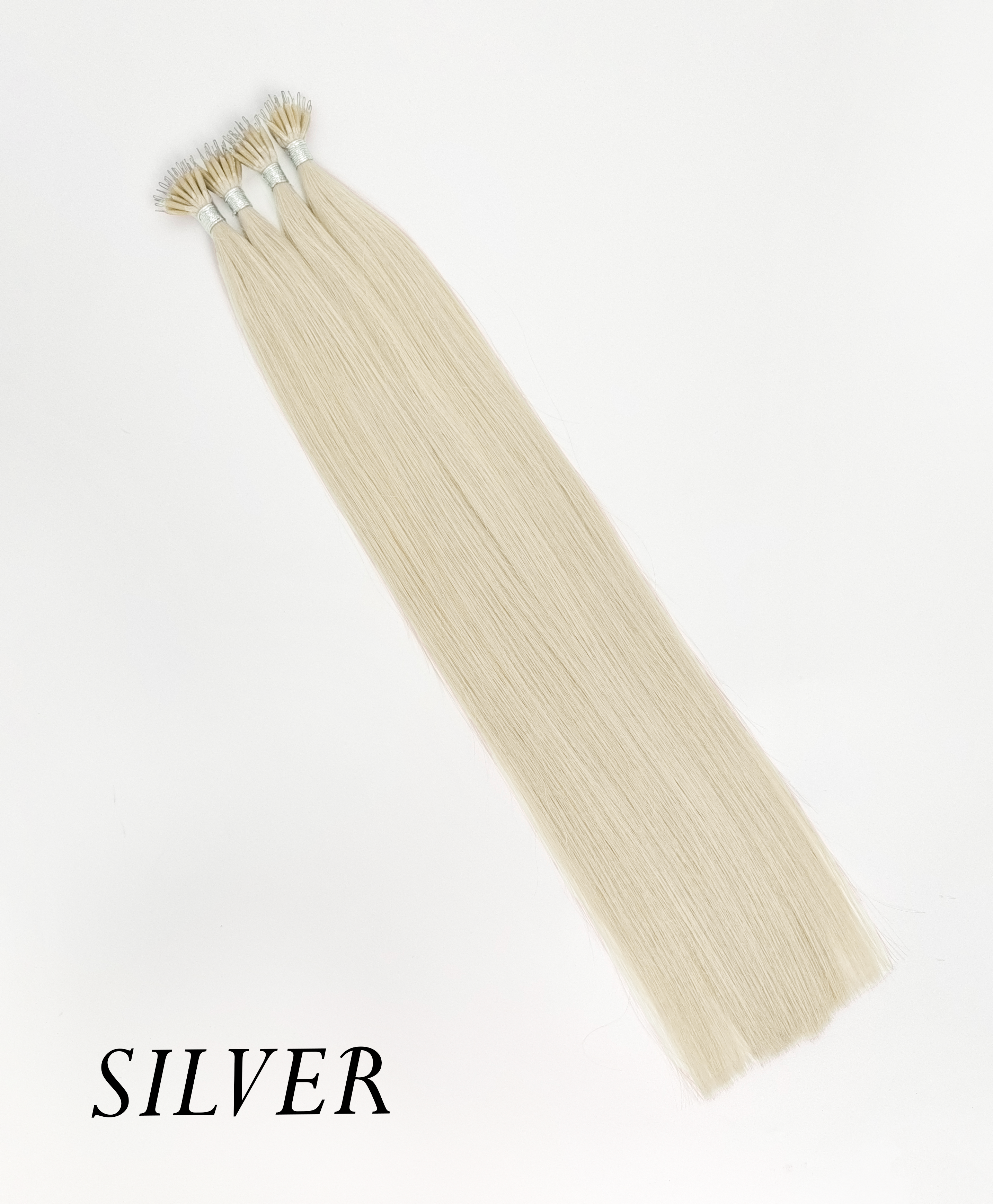 Silver metallic nano rings,50 strands per pack.